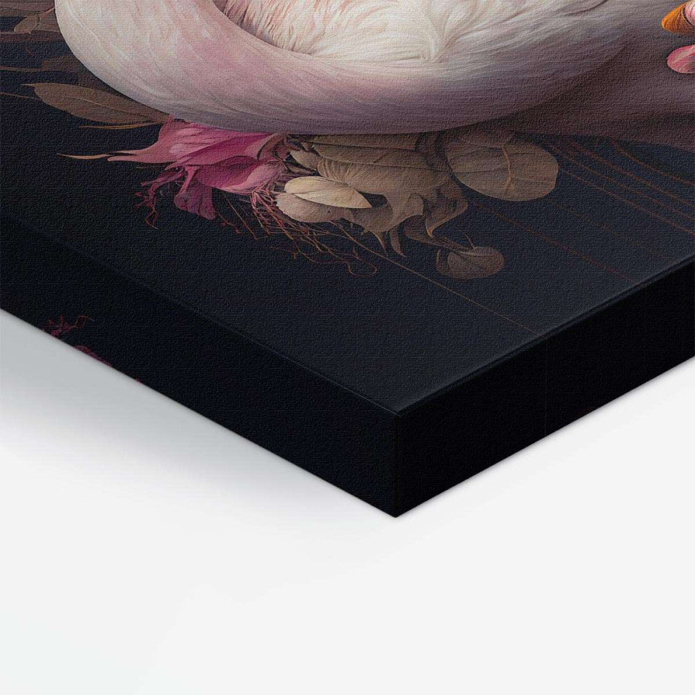 Bird Floral Still Life Portrait 019 Flamingo Animal Canvas