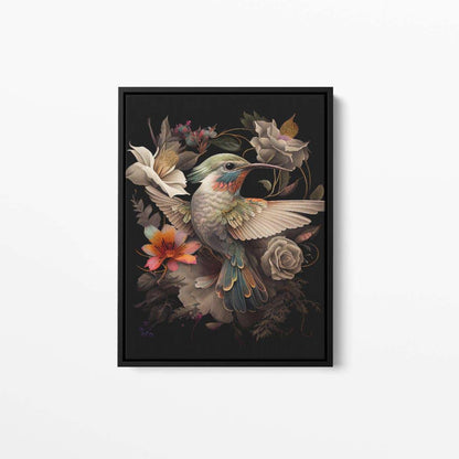 Bird Floral Still Life Portrait 021 Hummingbird Animal Canvas