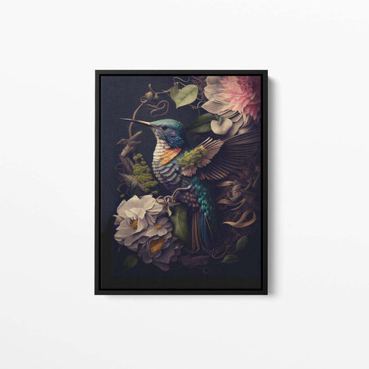 Bird Floral Still Life Portrait 022 Hummingbird Animal Canvas