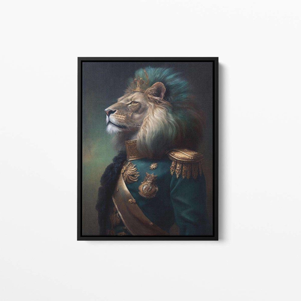 Blue Heart Lion Animal Canvas