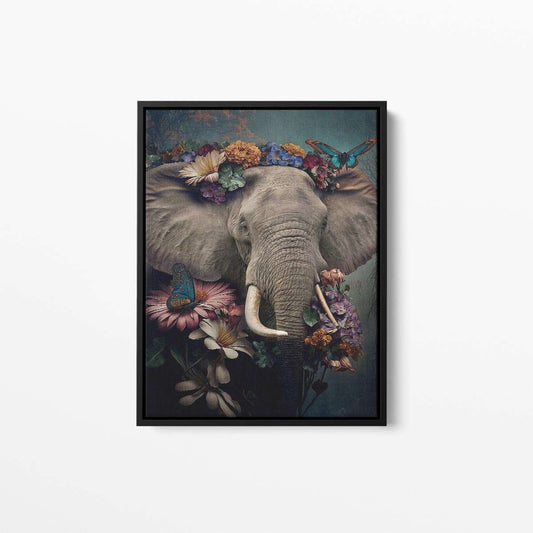 Elephant Floral Still Life Portrait 003 Animal Canvas