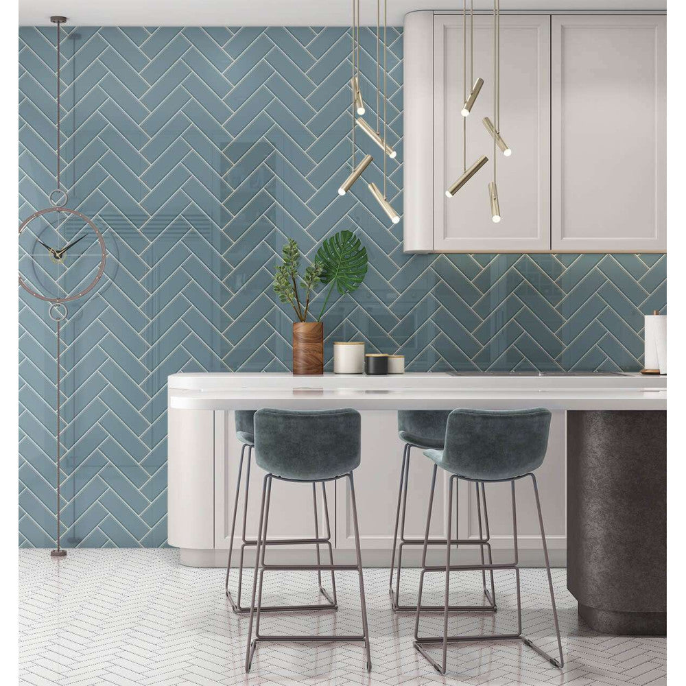 Blue Herringbone