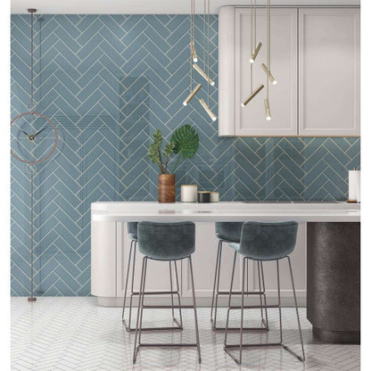 Victorian Blue Herringbone