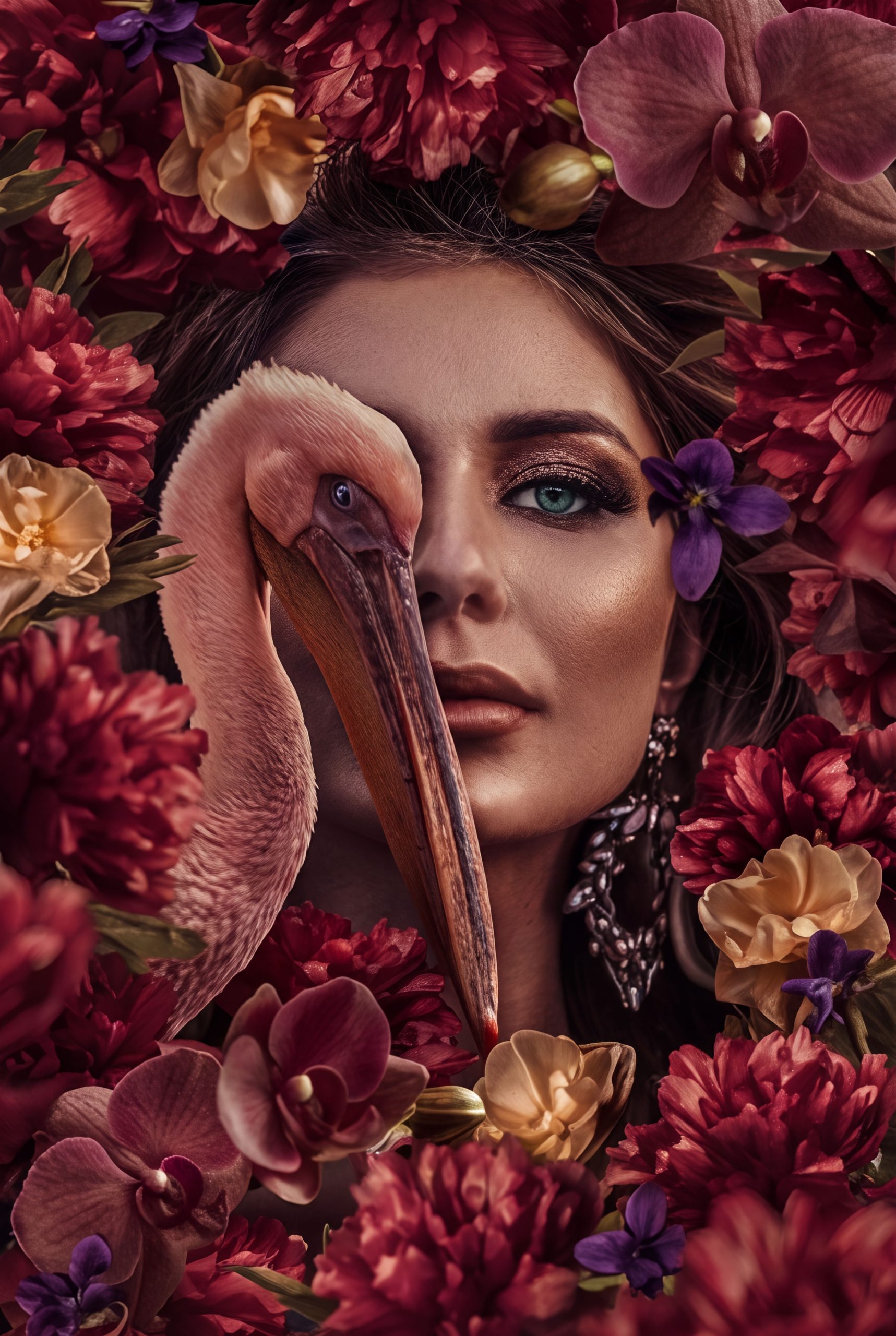Flamingo Muse & Floral Woman