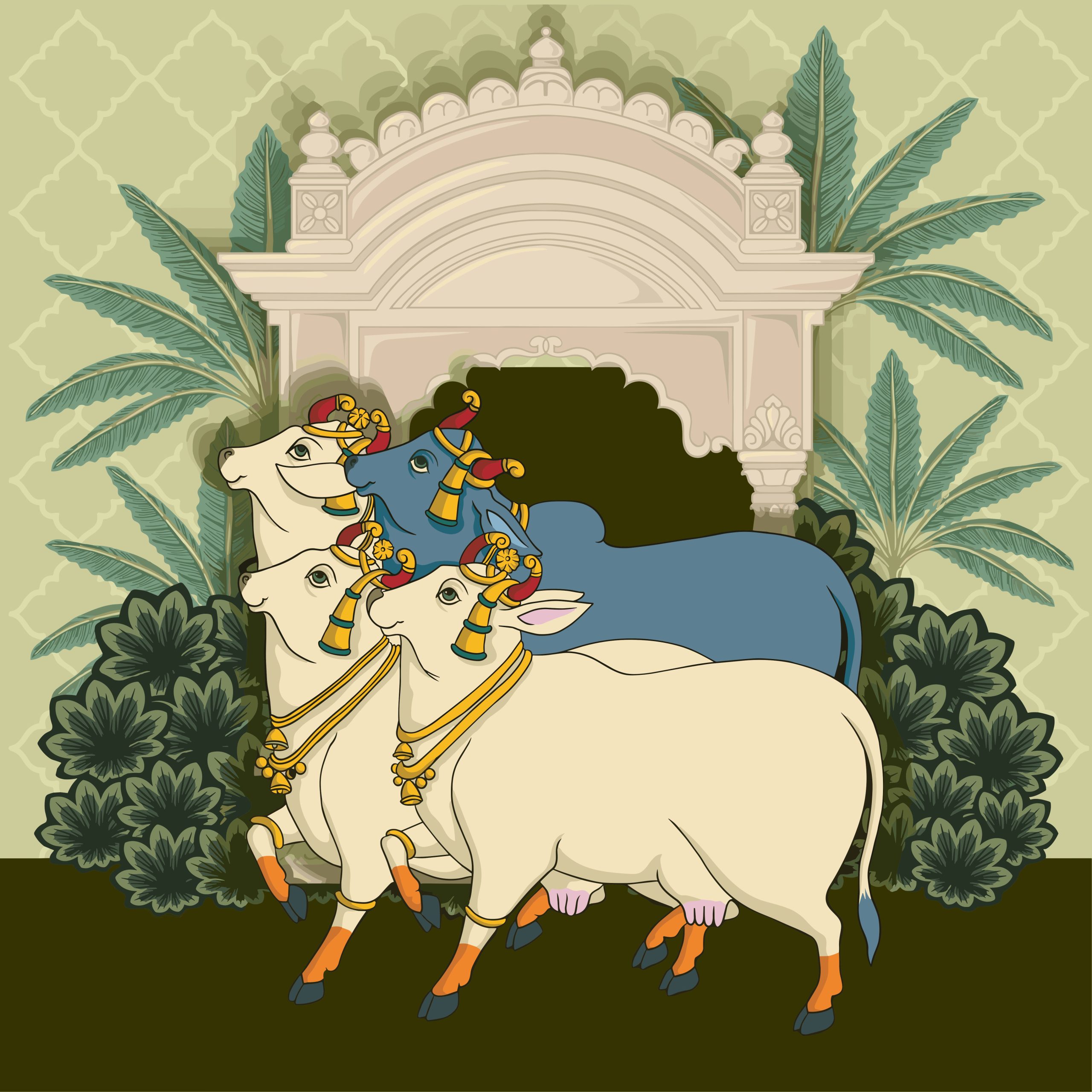 Heritage Herd Indian Pichwai Style Wallpaper