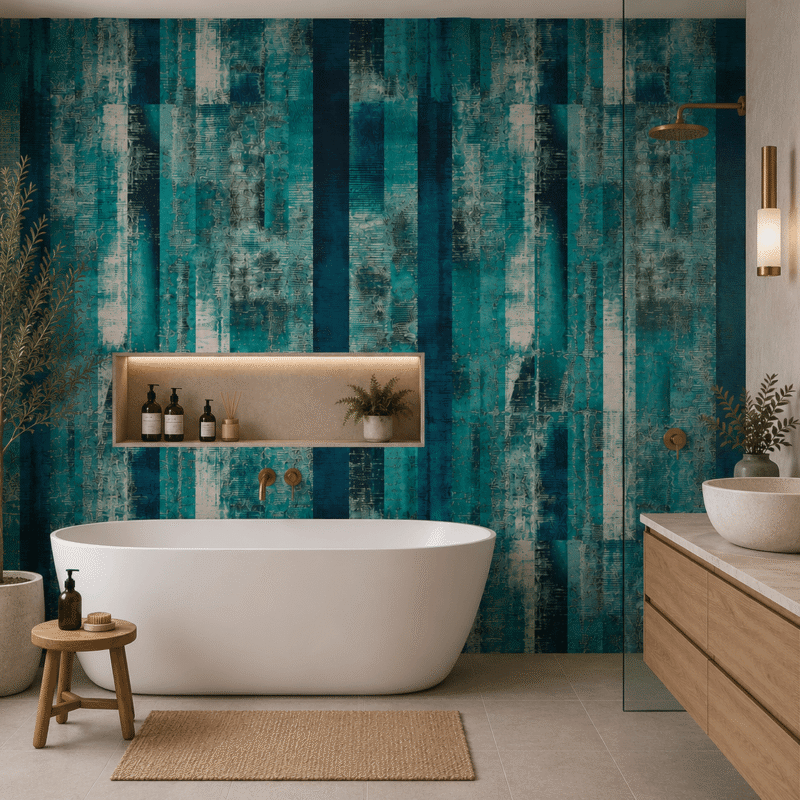 Aqua Glass Pattern Wallpaper