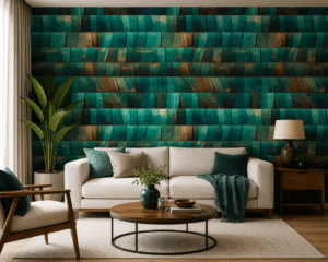 Aqua Wooden Strips Pattern Wallpaper