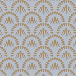 Gatsby Bloom Gold & Powder Blue Wallpaper
