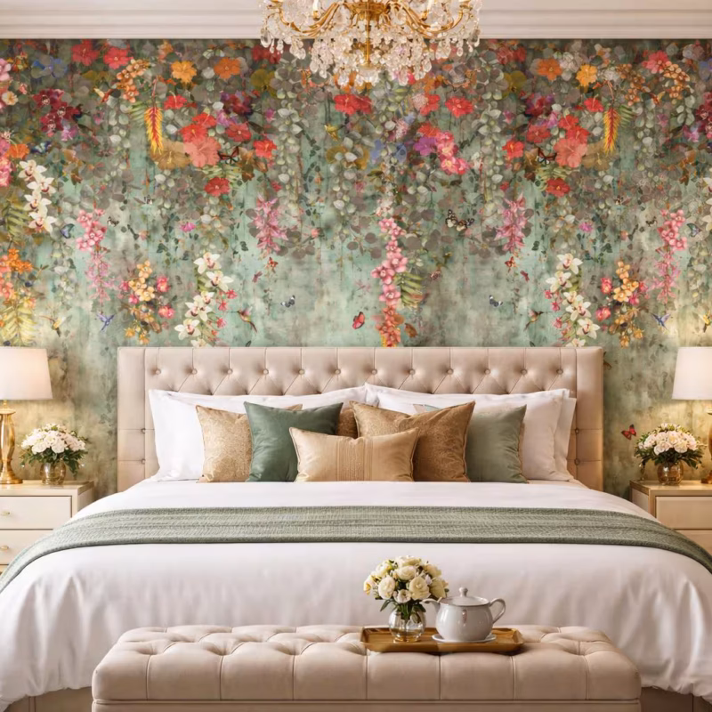 Botanical Cascade Green Wallpaper