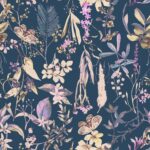 Dark Moody Botanical Wildflower and Butterfly