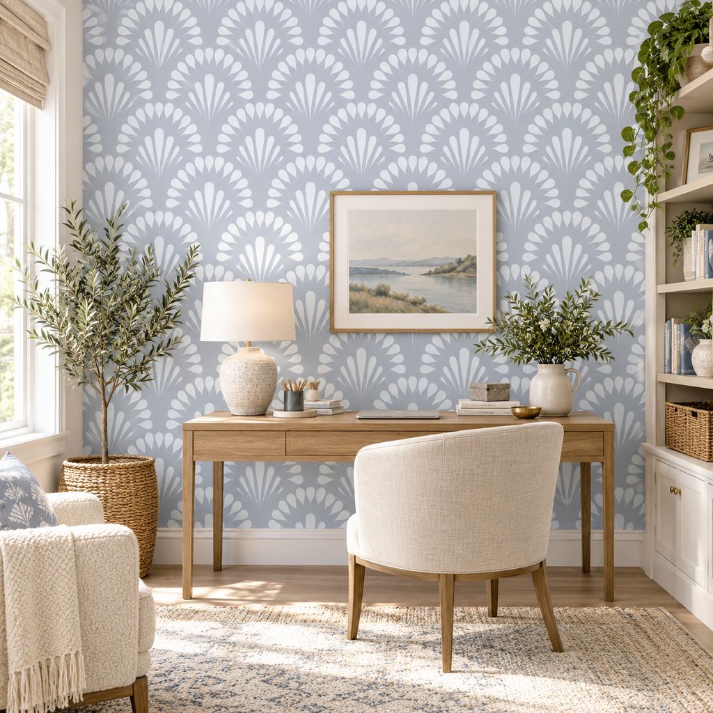 Gatsby Bloom Soft Blue Wallpaper