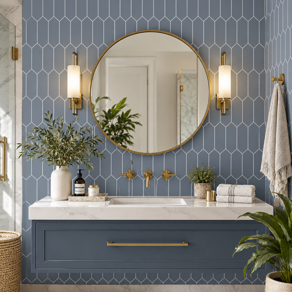 Onyx Blue Deco Hex Wallpaper