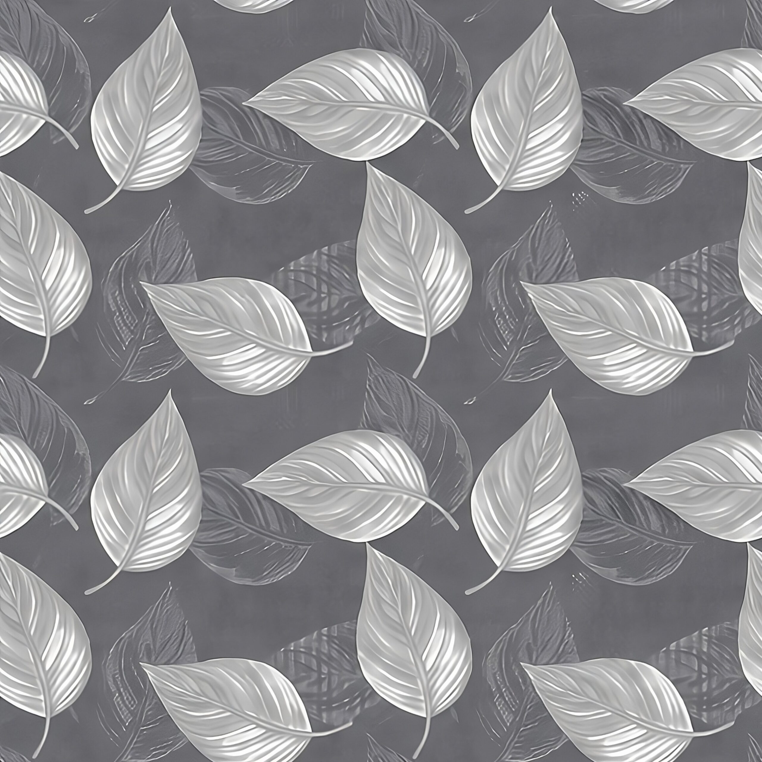 Monochrome Silver Leaf Botanical Wallpaper