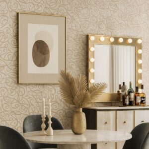 Arabesque Dune Wallpaper - Elegant interior with decorative elements.