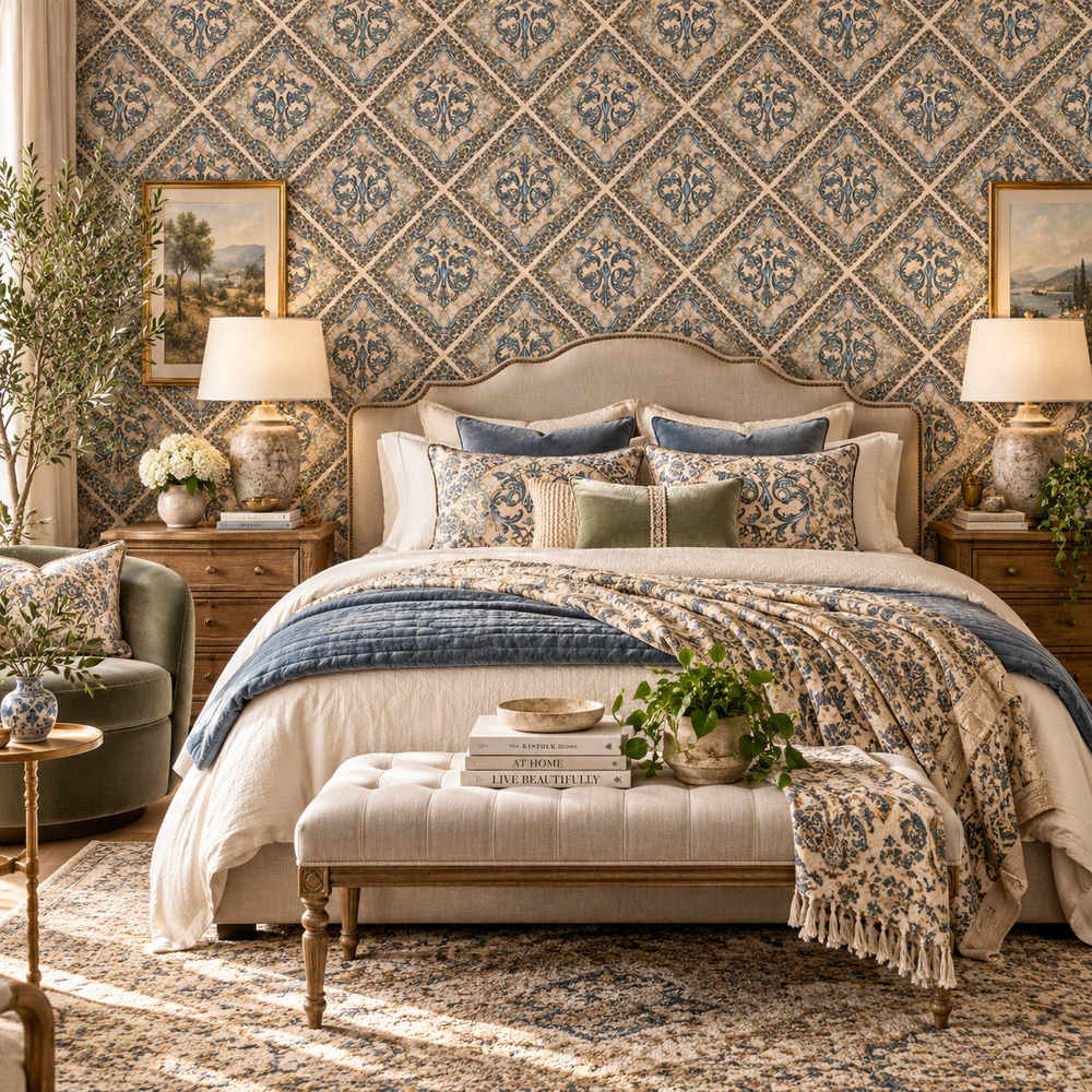 Baroque Leopard Trellis Wallpaper