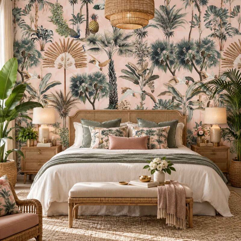 Blush Paradise Palm Wallpaper