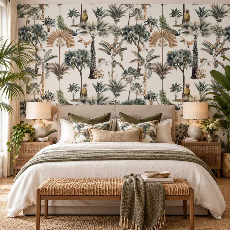 Ivory Paradise Palm Wallpaper