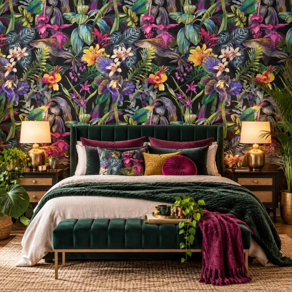 Midnight Tropical Bloom Wallpaper