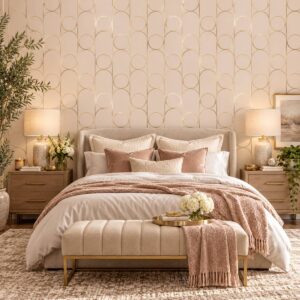 Golden Orbit Art Deco Wallpaper