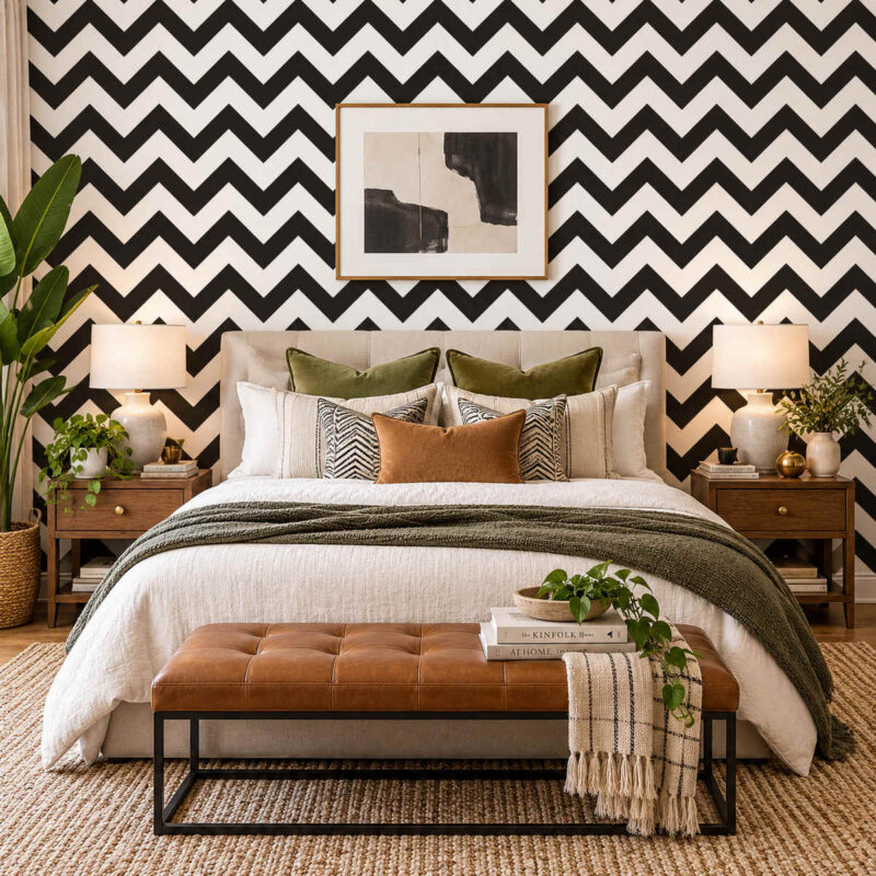 Monochrome Chevron Wallpaper
