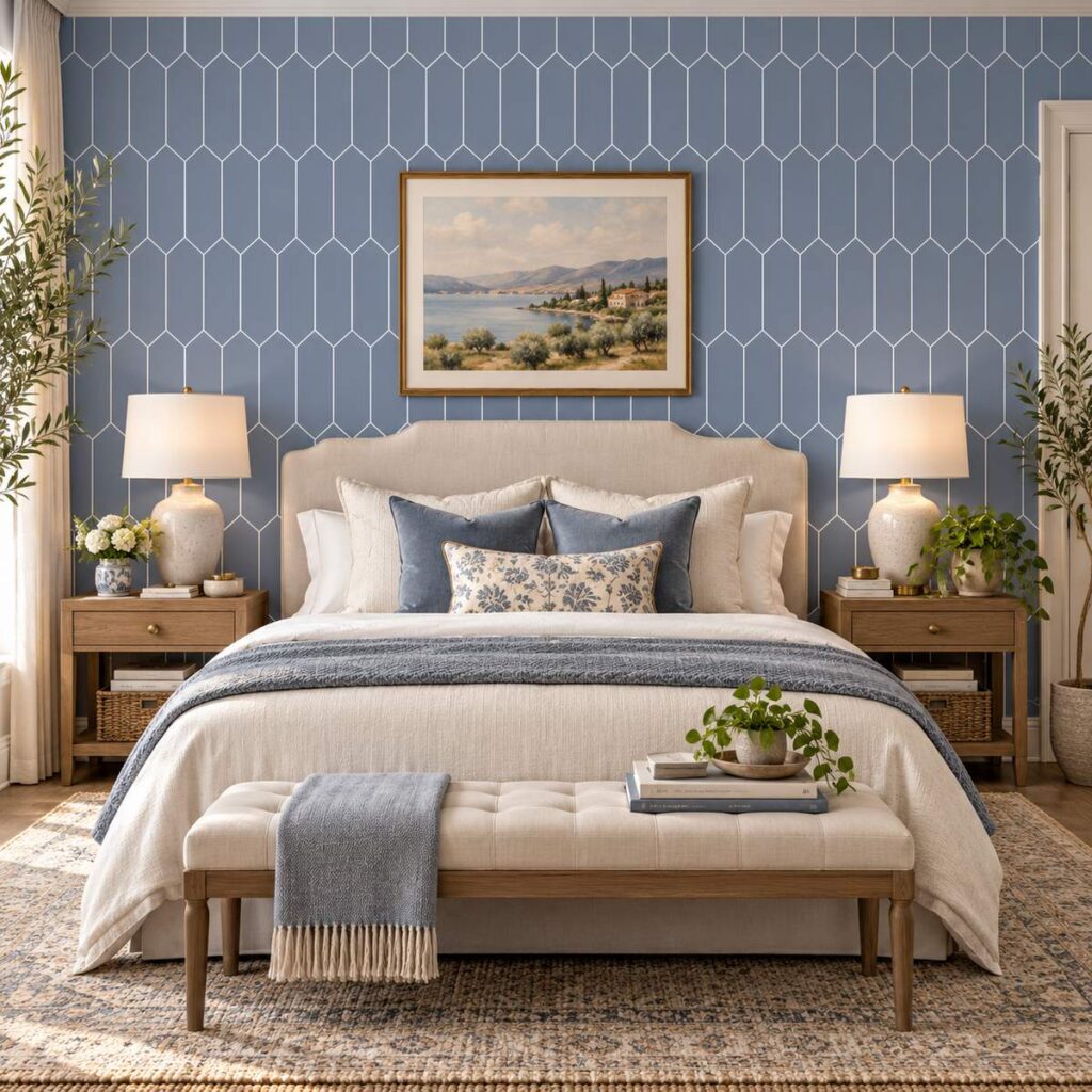Onyx Blue Deco Hex Wallpaper