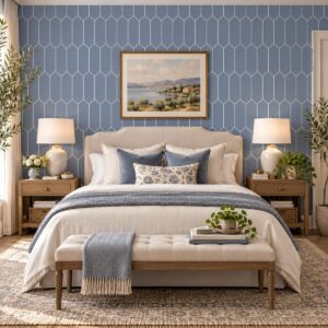 Onyx Blue Deco Hex Wallpaper