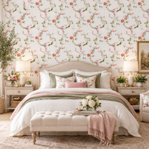 Botanical Watercolour Sand Garden Wallpaper