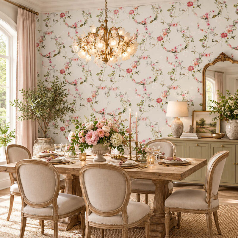 Botanical Watercolour Blossom Wallpaper