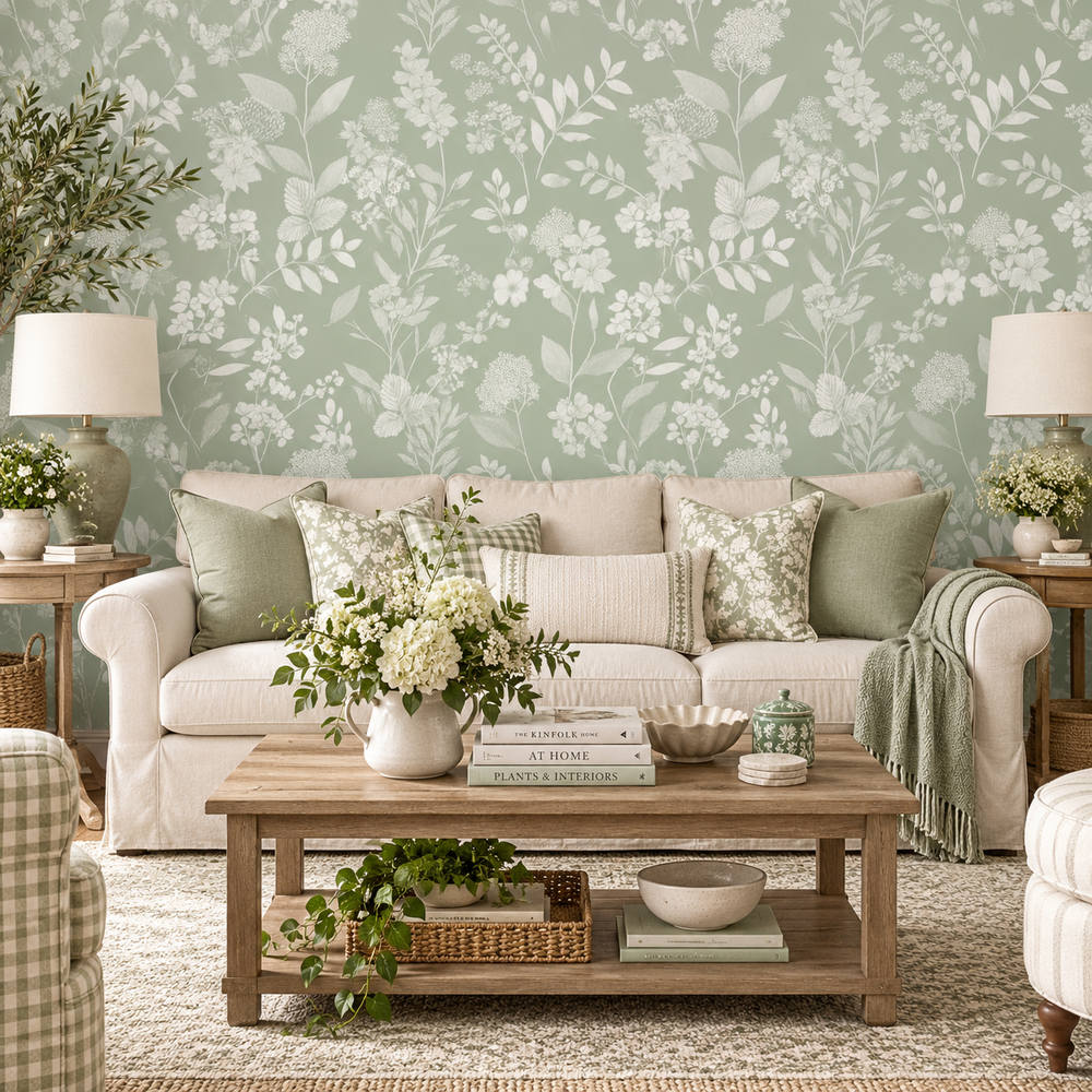 Botanical Whisper Sage Green Wallpaper