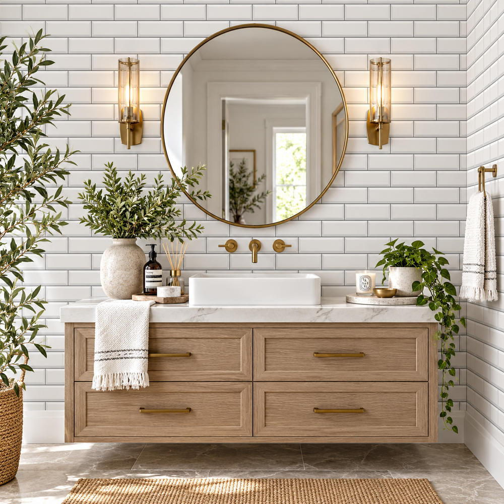 Classic White Metro Tile Wallpaper