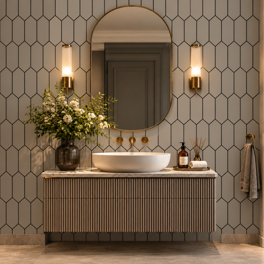 Cloud Grey Deco Hex Wallpaper
