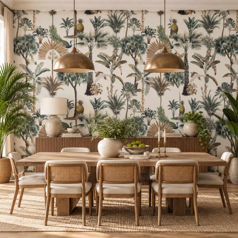 Ivory Paradise Palm Wallpaper