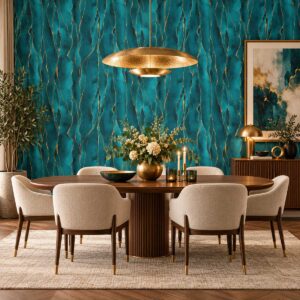 Turquoise Kintsugi Gold Wallpaper