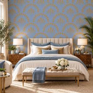 Gatsby Bloom Gold & Blue Wallpaper
