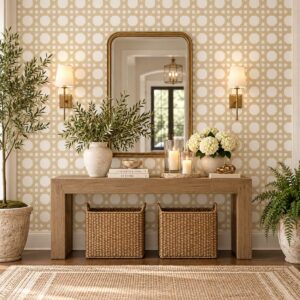 Golden Cane Lattice Wallpaper
