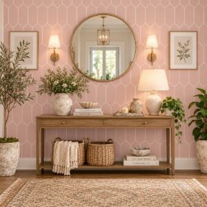 Blossom Pink Deco Hex Wallpaper