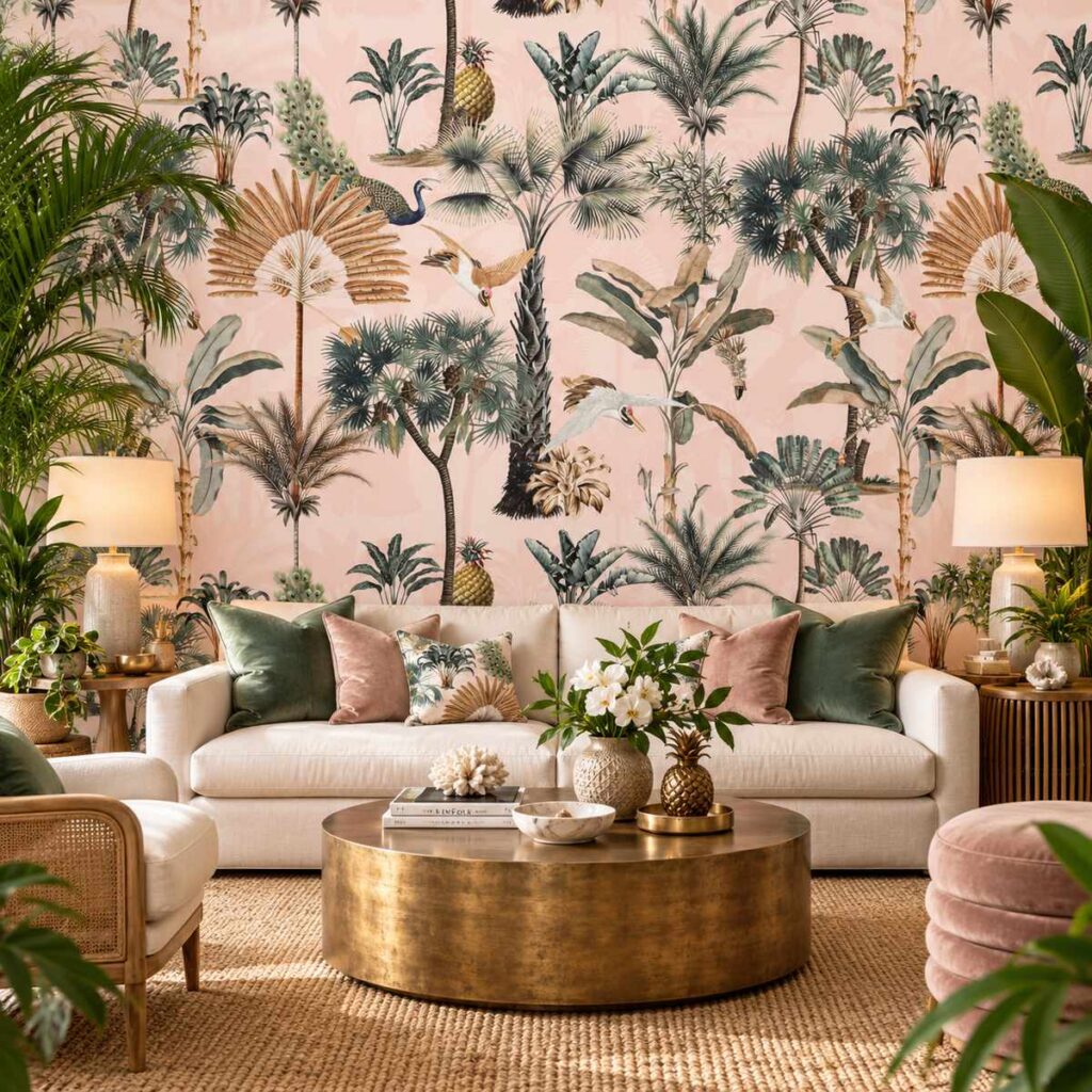 Blush Paradise Palm Wallpaper