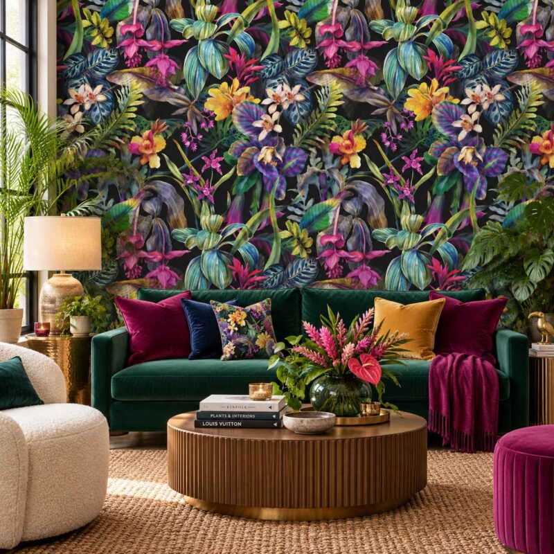 Midnight Tropical Bloom Wallpaper