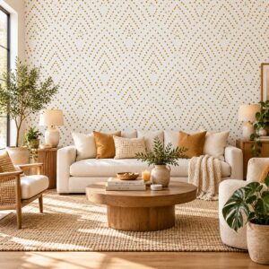 Golden Deco Dots Wallpaper