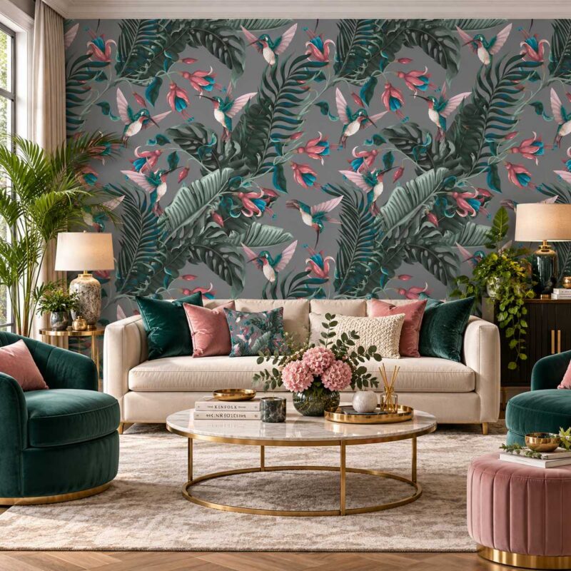 Jade Hummingbird Paradise Wallpaper