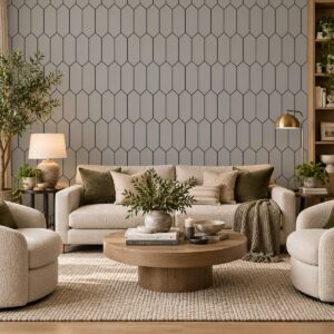 Cloud Grey Deco Hex Wallpaper