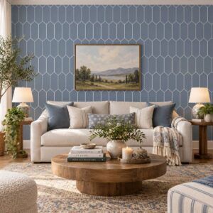 Onyx Blue Deco Hex Wallpaper