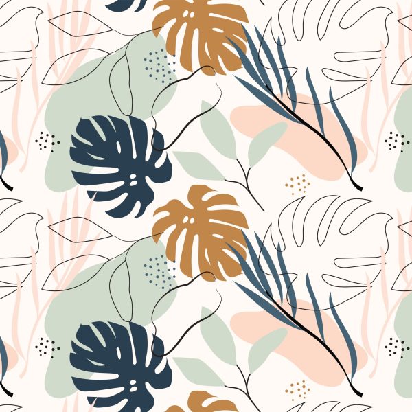 Foliage Neutral Abstract Tropical Wallpaper
