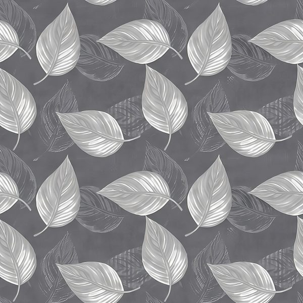 Monochrome Silver Leaf Botanical Wallpaper